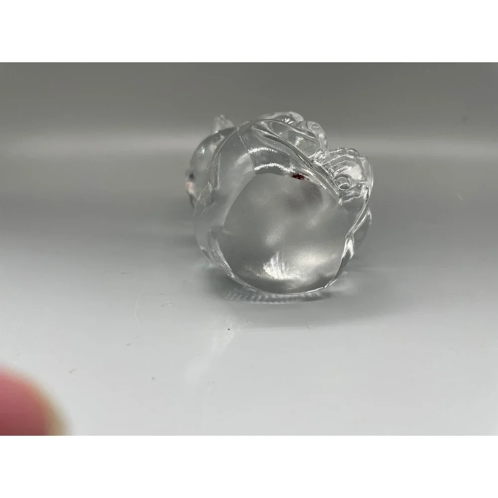 Fenton Teddy Bear Figurine with Red Heart‎ Clear Art Glass Paperweight